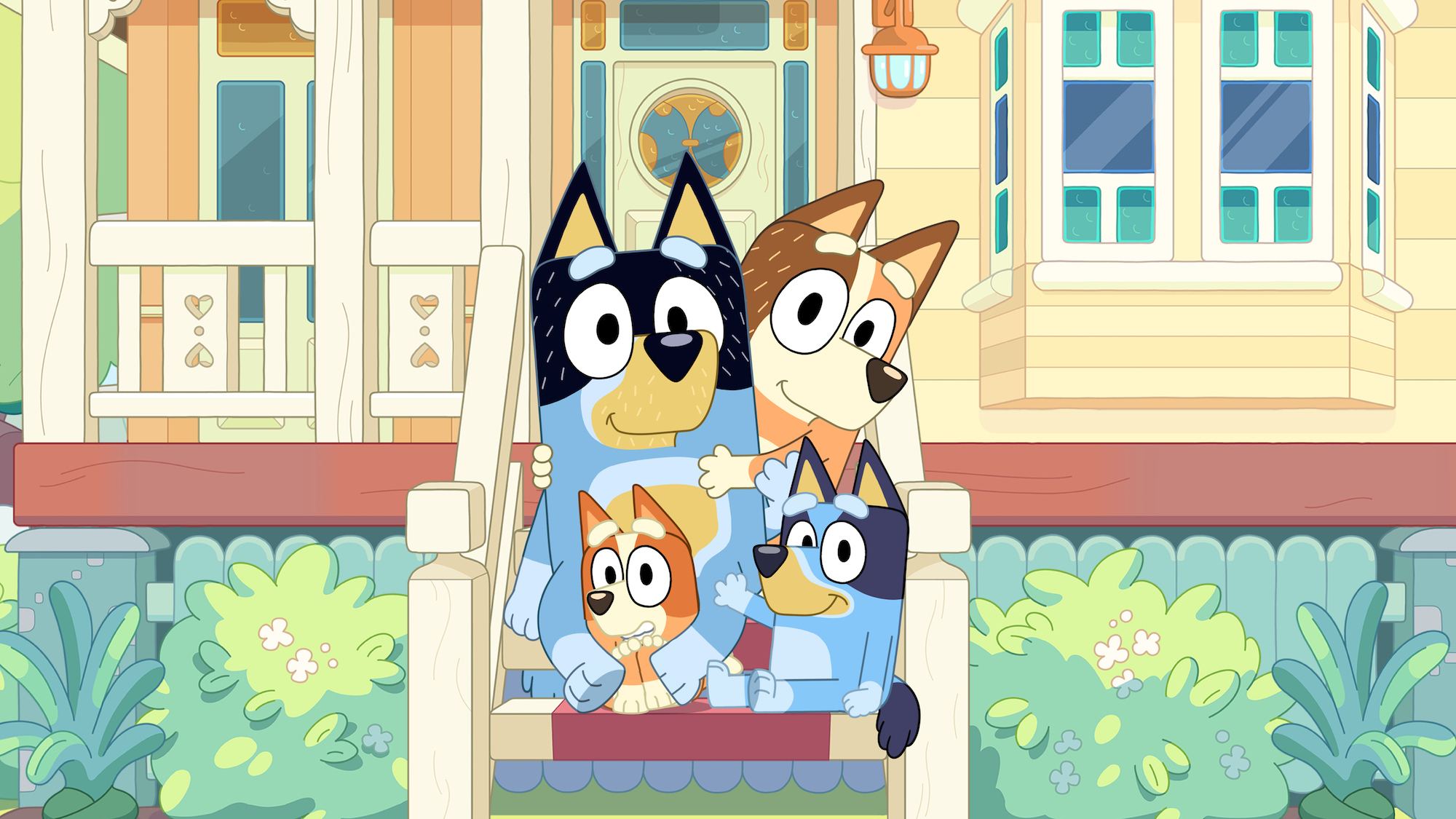 Bluey and Her Family in a Scene from the Series