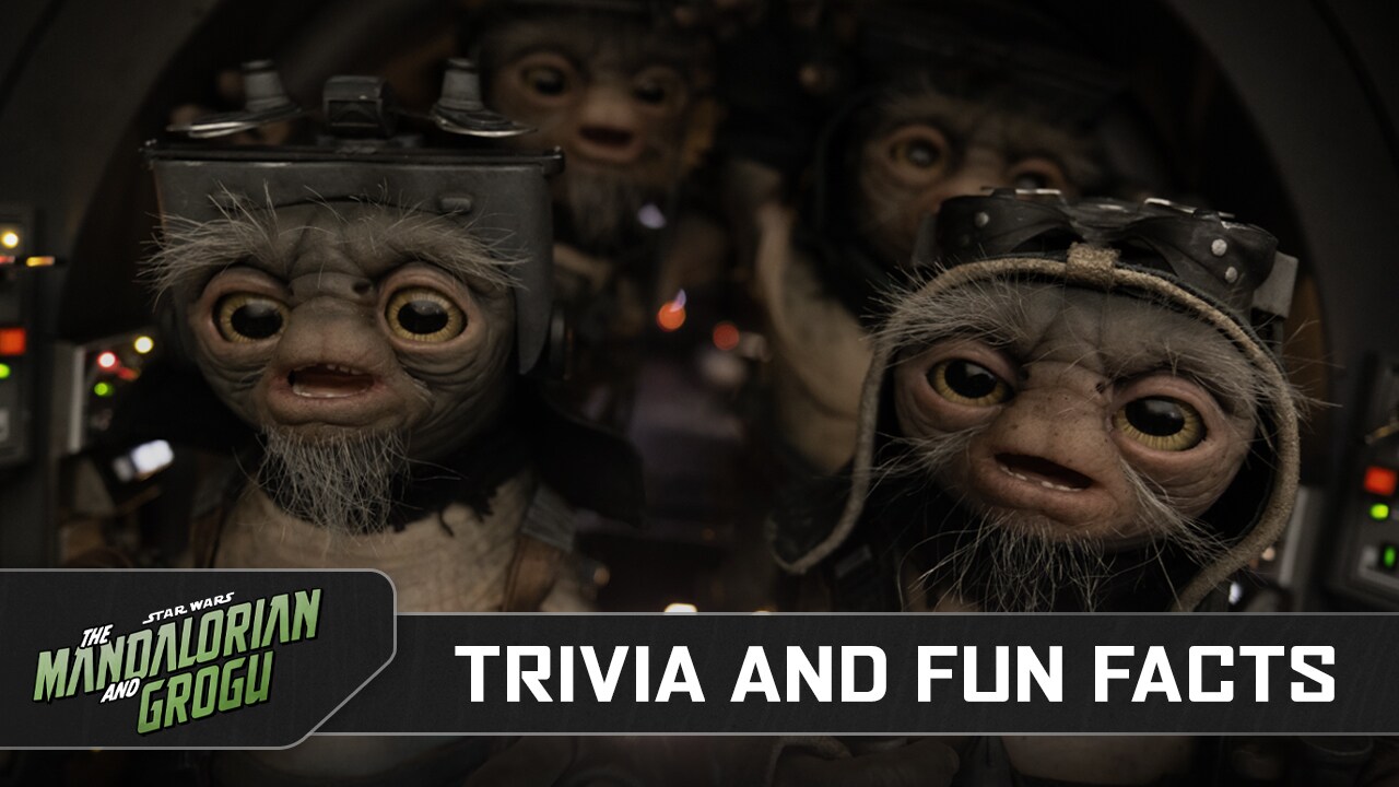 starwarsthemandalorianandgrogutriviaanzellanshi6a7b297e | The Main Street Mouse Two Grogu Puppets Sit in a Dim Spaceship Cockpit with a Bold trivia and Fun Facts Banner Across the Bottom and a Mandalorian Logo on the Left